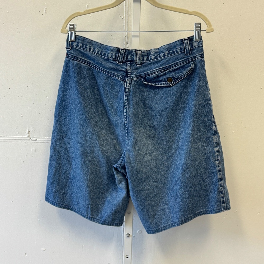 Vintage Brittania Mens Denim Shorts Blue Pleated High Rise Mid Wash 30 Waist - Picture 2 of 8